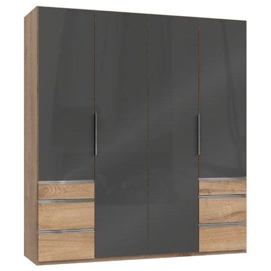 lloyd wooden 4 doors wardrobe gloss grey planked oak