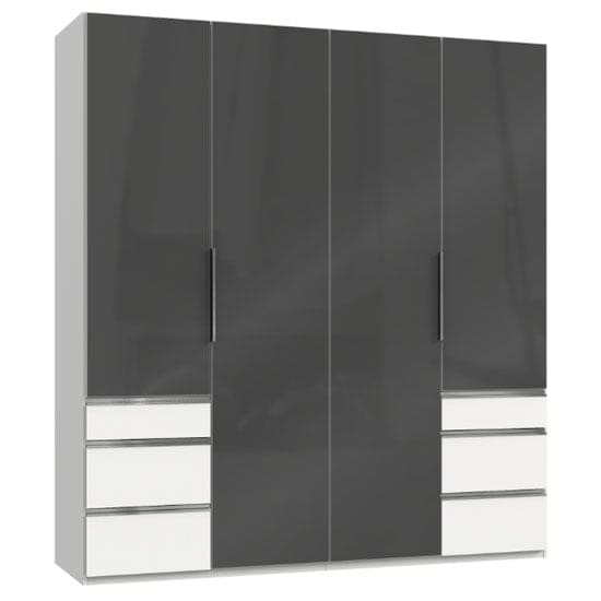 lloyd wooden 4 doors wardrobe gloss grey white