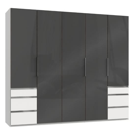 lloyd wooden 5 doors wardrobe gloss grey white