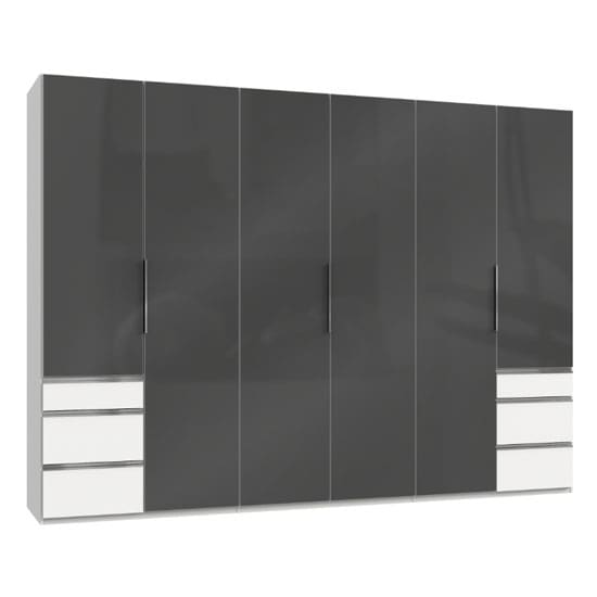 lloyd wooden 6 doors wardrobe gloss grey white