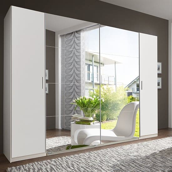 lotto mirrored sliding doors wardrobe white