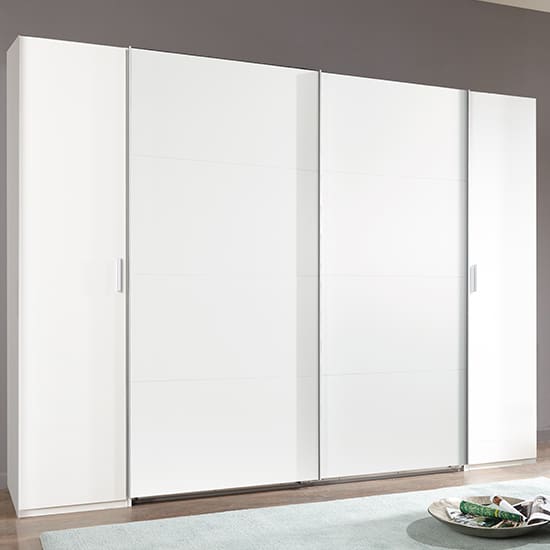 lotto sliding door wooden wide wardrobe white