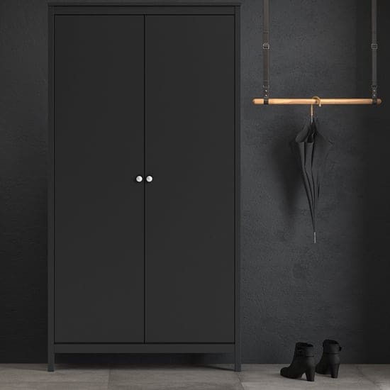 macron wooden double door wardrobe matt black