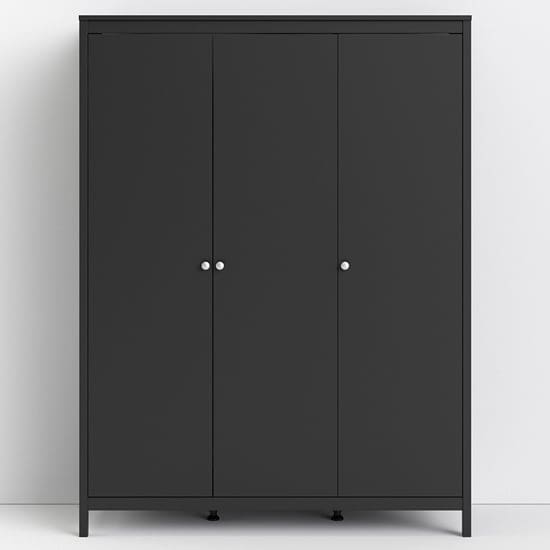 macron wooden triple door wardrobe matt black