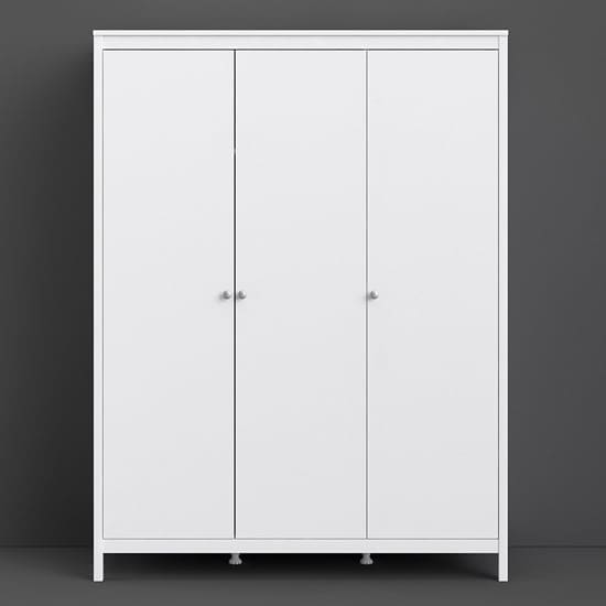 macron wooden triple door wardrobe white