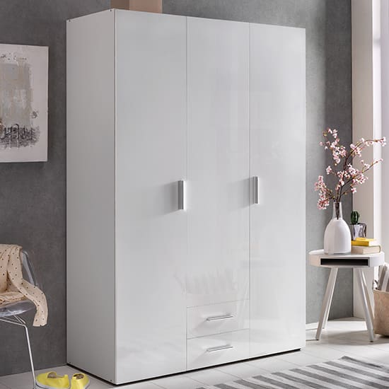 malta wardrobe high gloss white 2 drs 2 dws