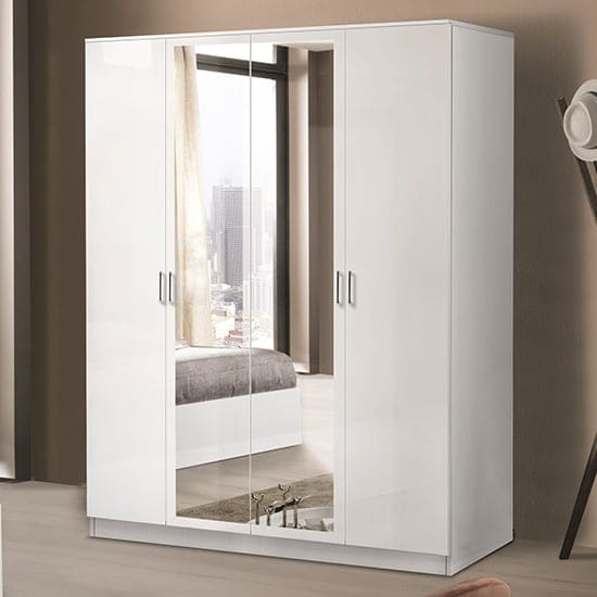 mayon 4 doors wardrobe white high gloss