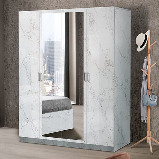 mayon 4 doors wardrobe white marble