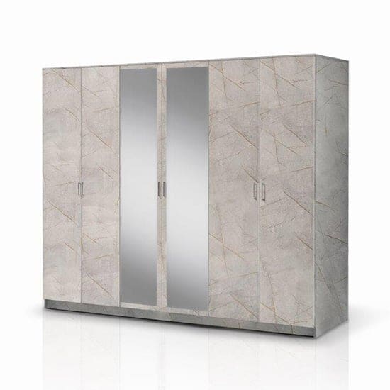 mayon 6 doors wardrobe grey marble