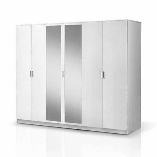 mayon 6 doors wardrobe white high gloss