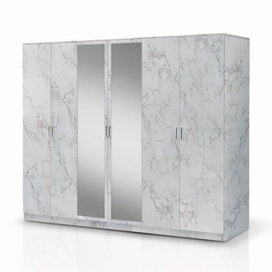 mayon 6 doors wardrobe white marble