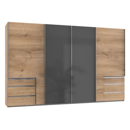 moyd mirrored sliding wide wardrobe grey planked oak 4 doors