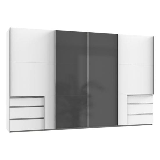 moyd mirrored sliding wide wardrobe grey white 4 doors