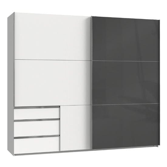 moyd mirrored sliding wide wardrobe grey white