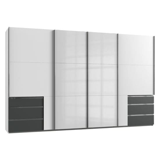 moyd mirrored sliding wide wardrobe white graphite 4 doors