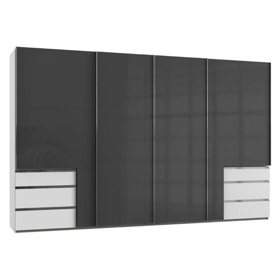 moyd sliding wide wardrobe grey white 4 doors