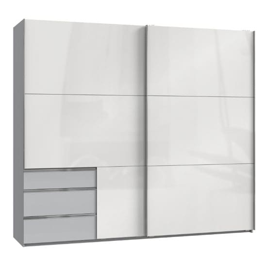 moyd wooden sliding wide wardrobe white light grey