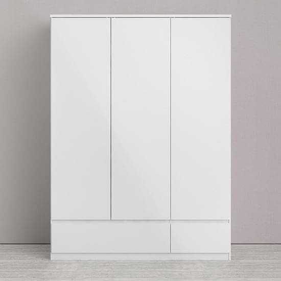 nakou high gloss 3 doors 2 drawers wardrobe white