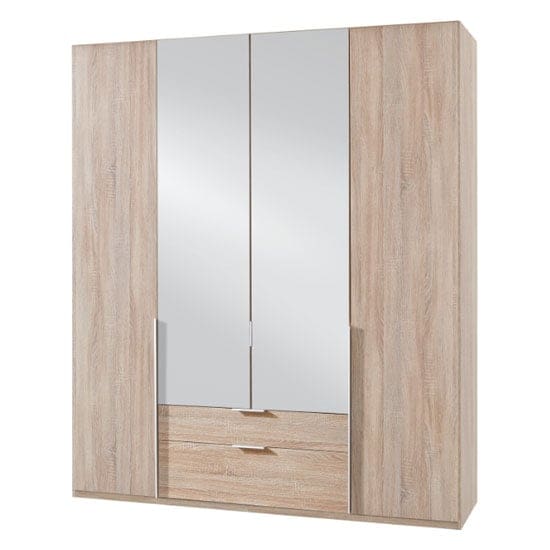 new york mirrored 4 doors wardrobe oak