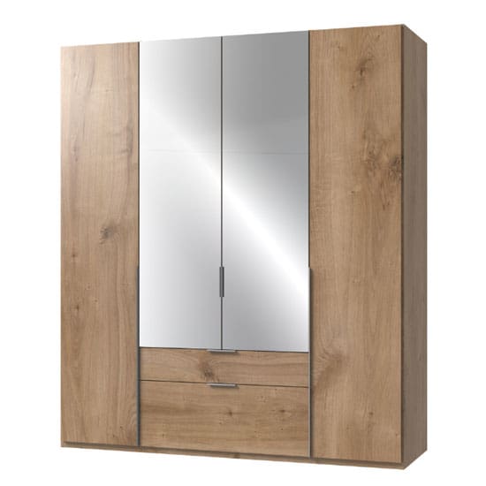 new york mirrored 4 doors wardrobe planked oak