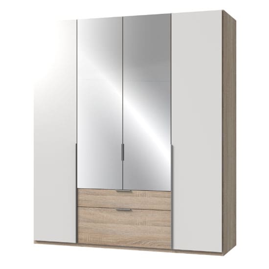 new york mirrored 4 doors wardrobe white oak