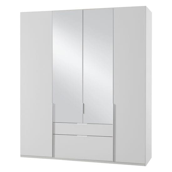 new york mirrored 4 doors wardrobe white