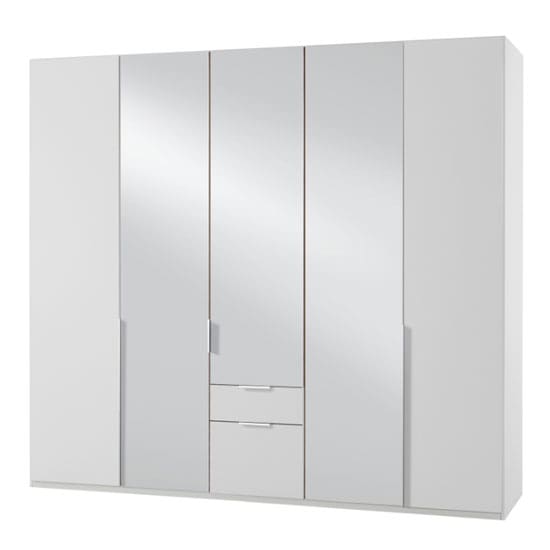 new york mirrored 5 doors wardrobe white