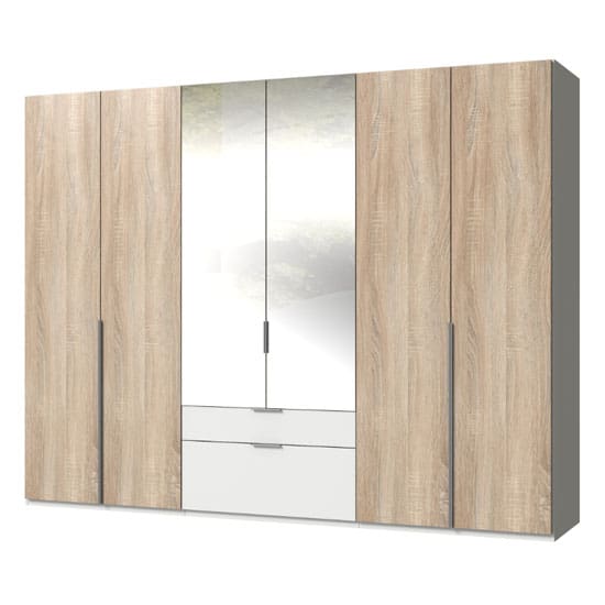 new york mirrored 6 doors wardrobe oak white