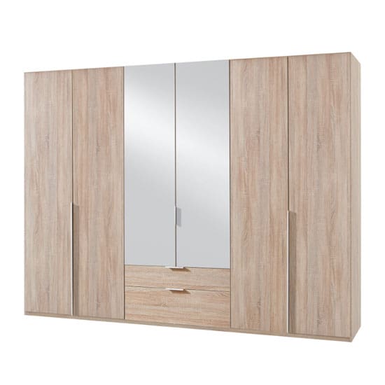 new york mirrored 6 doors wardrobe oak