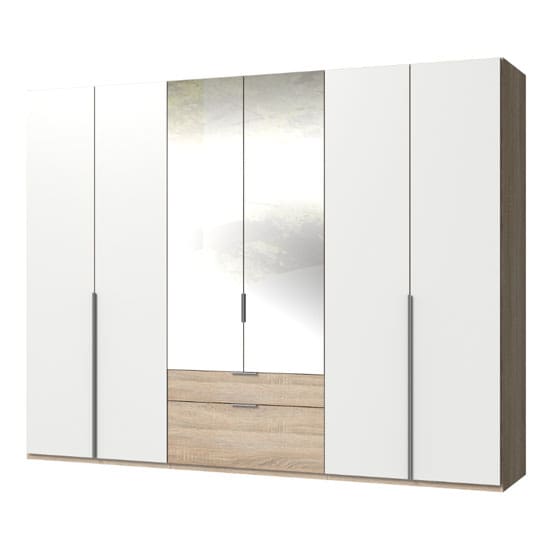 new york mirrored 6 doors wardrobe white oak