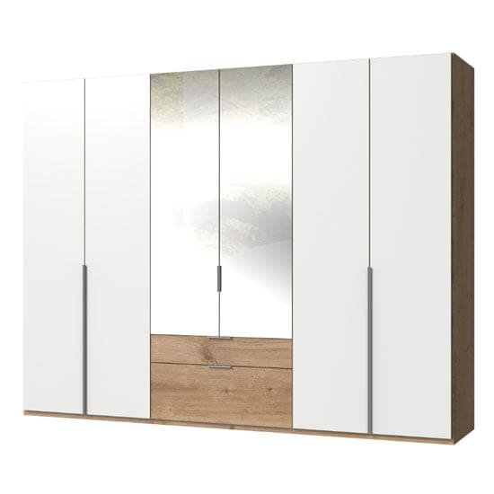 new york mirrored 6 doors wardrobe white planked oak