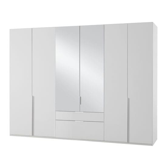 new york mirrored 6 doors wardrobe white