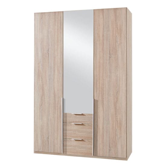 new york tall mirrored 3 doors wardrobe oak