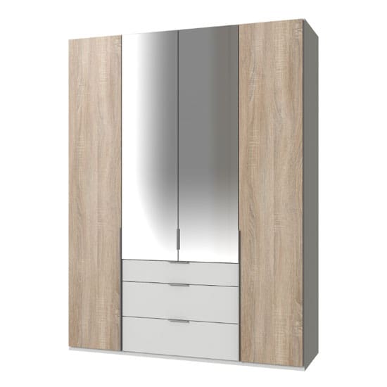 new york tall mirrored 4 doors wardrobe oak white