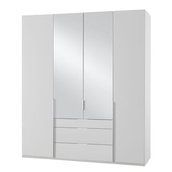 new york tall mirrored 4 doors wardrobe white