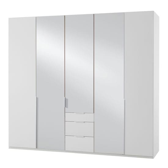 new york tall mirrored 5 doors wardrobe white