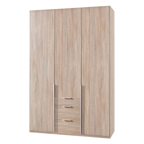 new york tall wooden 3 doors wardrobe oak