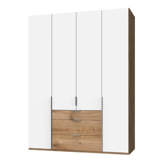 new york tall wooden 4 doors wardrobe white planked oak