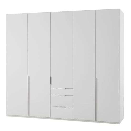 new york tall wooden 5 doors wardrobe white