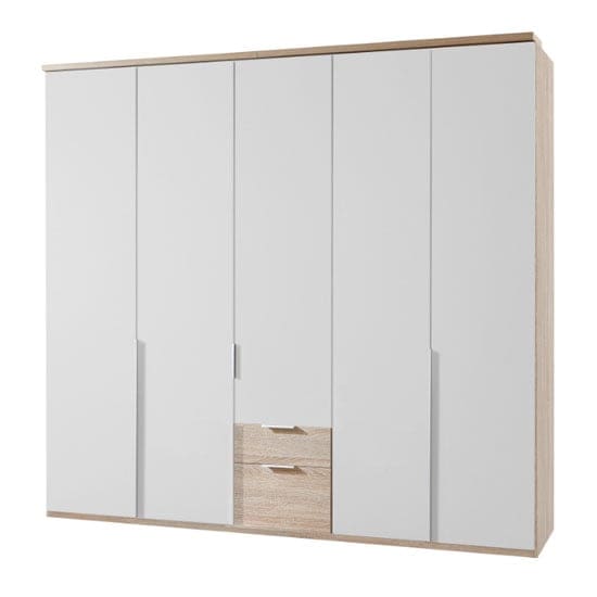 new york wooden 5 doors wardrobe white oak