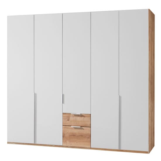 new york wooden 5 doors wardrobe white planked oak