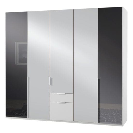 new zork mirrored 5 doors wardrobe gloss grey white