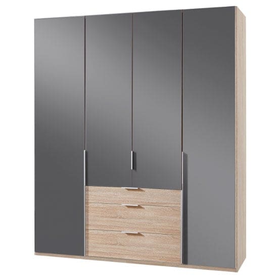 new zork tall 4 doors wardrobe gloss grey oak