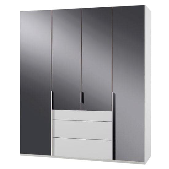 new zork tall 4 doors wardrobe gloss grey white