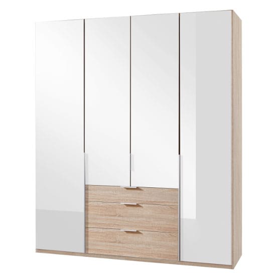 new zork tall 4 doors wardrobe gloss white oak