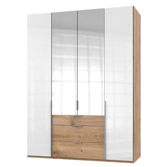 new zork tall 4 doors wardrobe gloss white planked oak