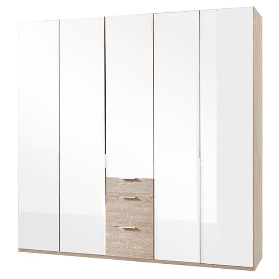 new zork tall 5 doors wardrobe gloss white oak