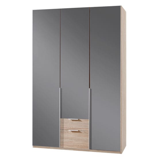 new zork wooden 3 doors wardrobe gloss grey oak