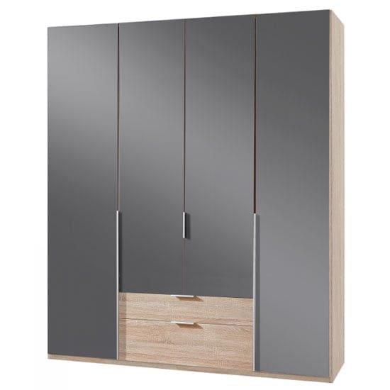 new zork wooden 4 doors wardrobe gloss grey oak