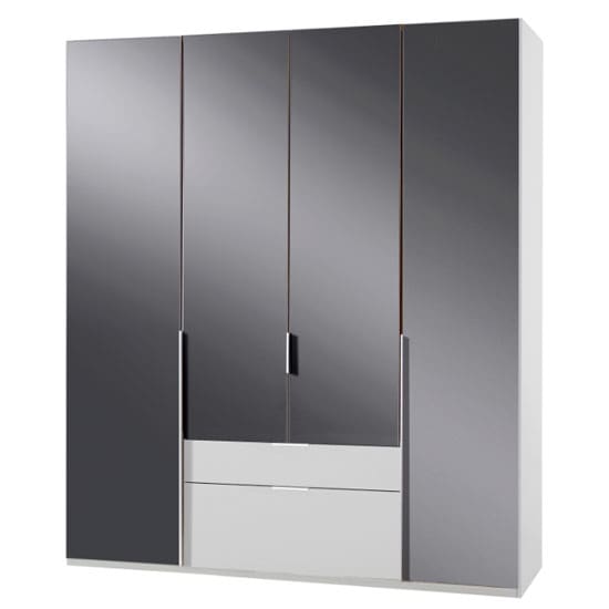 new zork wooden 4 doors wardrobe gloss grey white